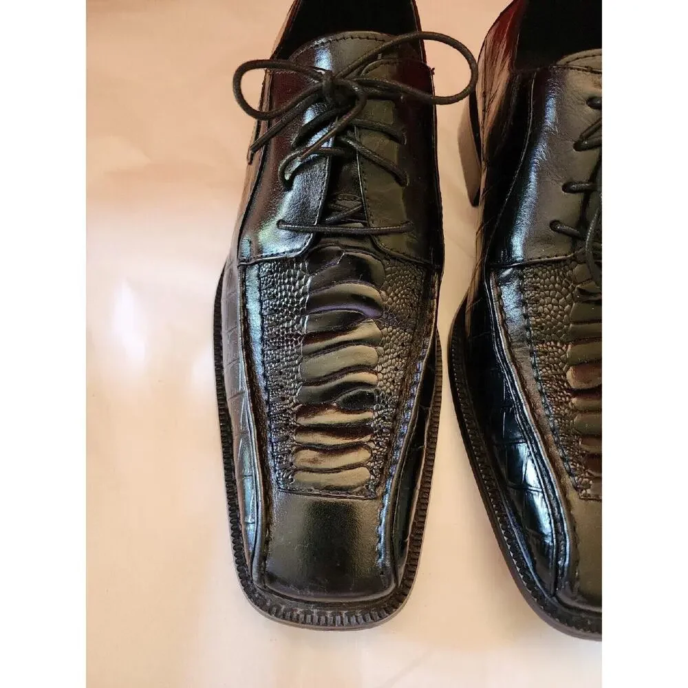 Stacy Adams Men's 11m Black, Snake print Leather Shoes Oxford 24195-01